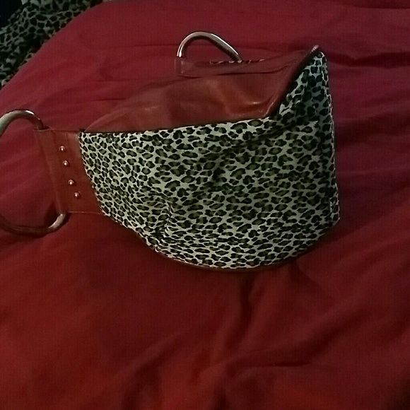 Red leather / leopard small bag - Picture 2 of 2